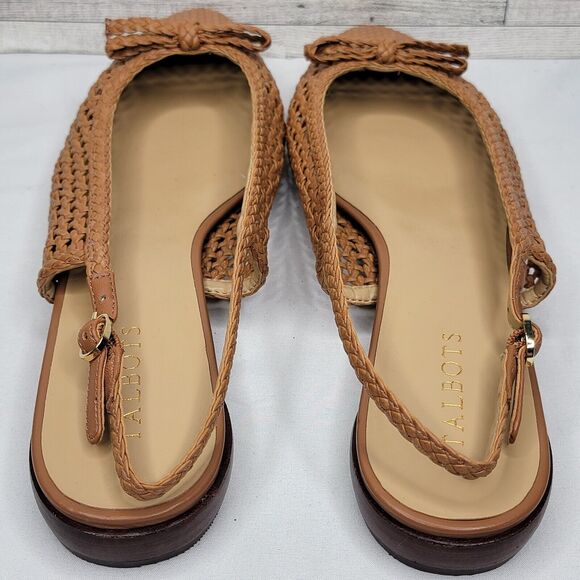 Talbots Eden Woven Slingback Flats Size 10M Beige Slip On Buckle Sandals Shoes - Picture 6 of 9